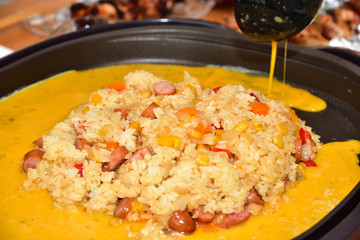 omelette rice, now is cooking