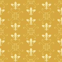 Vector seamless pattern elegant background pattern on gold. Wallpaper in retro for your design