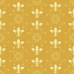 Vector seamless pattern elegant background pattern on gold. Wallpaper in retro for your design