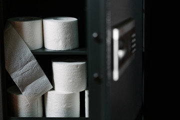 toilet rolls are in the safe like a security
