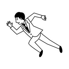Business man running on white background. Vector illustration.