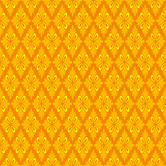 Vector background Wallpaper, yellow floral pattern on orange background, seamless pattern for your design