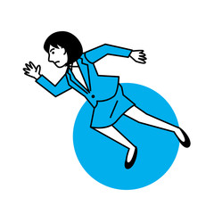 Business woman running on white background. Vector illustration.