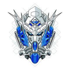 Mecha head with sacred geometry pattern