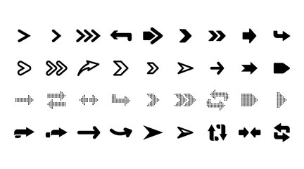 Web arrows. User pointer arrow sign, web interface pictograms, arrows collection for mobile apps, ui and web design, arrowheads isolated vector set. Arrow cursor pointer, user app icon illustration