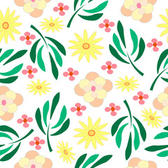 Abstract fantasy floral elements seamless pattern.