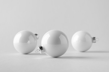White Glossy Christmas Ball Mock-Up - Three Balls
