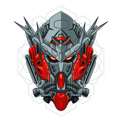 Mecha head with sacred geometry pattern