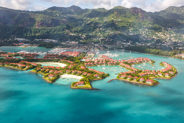 Seychelles Eden Island beach Mahé Mahe vacation paradise sea ocean aerial photo view