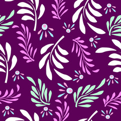 Abstract fantasy leaves seamless pattern.