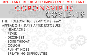 Coronavirus 2019-nCoV covid-19. Dangerous chinese virus, pandemic risk SARS. Corona Virus Symptoms. Chinese virus illustration. Safety rules