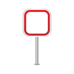Road sign vector blank . Realistic red road sign
