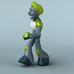 Fun green robot - 3D Illustration