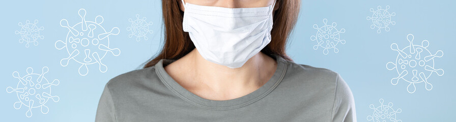 Young woman in medical face protection mask