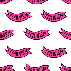 feminism seamless doodle pattern, vector illustration
