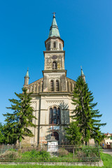 Fototapeta na wymiar Ecka, Serbia - June 30, 2019: St. Jovan the Baptist Catholic Church in Ečka, Serbia. It was erected in 1864 on the site of the old church from 1794.