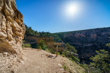 hiking the bright angel trail in grand canyon national park, arizona, usa