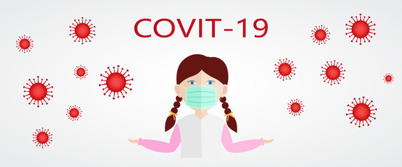 Coronavirus, covit-19 virus concept. Medical healthcare, microbiology concept. Microscopic view of a infectious virus. on blue background. vector.