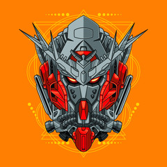 Mecha head with sacred geometry pattern