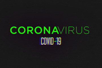 Corona Virus giltch on black background.