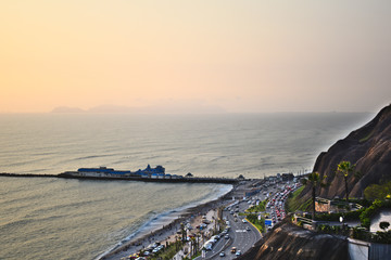 Foggy Sunset in Lima, Peru