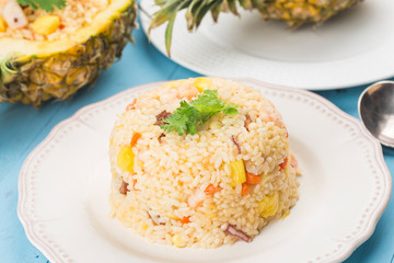 Pineapple and shrimp fried rice
