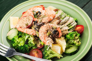 A plate of shrimp salad