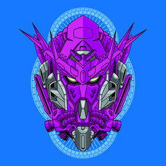 Mecha head with sacred geometry pattern