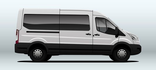 Plakat White van for transportation in vector.