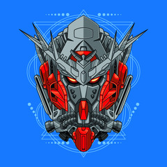 Mecha head with sacred geometry pattern