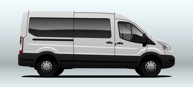 White van for transportation in vector.