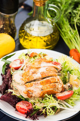 Chicken breast with fresh salad， Healthy lunch menu. Diet food.