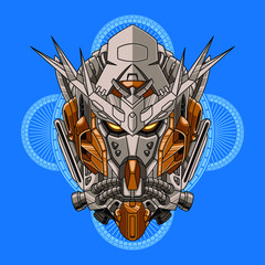 Mecha head with sacred geometry pattern
