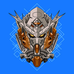 Mecha head with sacred geometry pattern