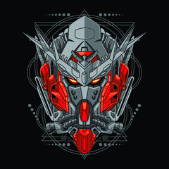 Mecha head with sacred geometry pattern