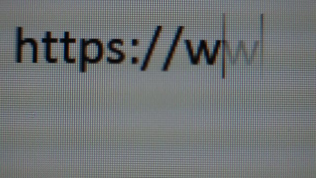 Close up of browser bar with WWW text and cursor. Internet Search Concept. Removing an address in a browser address bar.