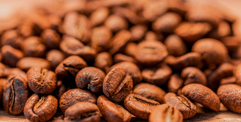 Closeup of roasted coffee beans