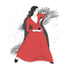 Spanish flamenco dancer with castanets vector illustration.