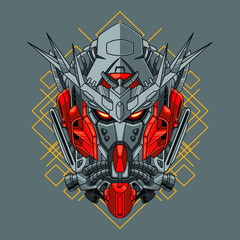 Mecha head with sacred geometry pattern