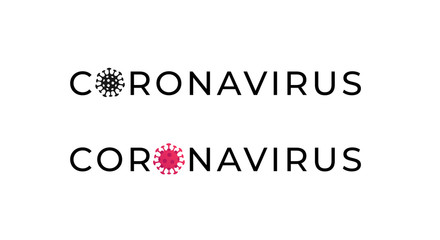 Coronavirus and quarantine virus disease concept. Vector flat illustration. Black set of text with virus sign isolated on white background. Design element for medicine banner, ui, presentation.