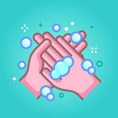 Hand washing with soap vector illustration.
