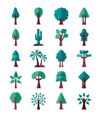 bundle of trees flat style icons