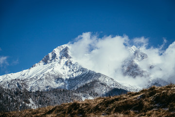 Snowy mountains in winter, landscape, alps, Austria