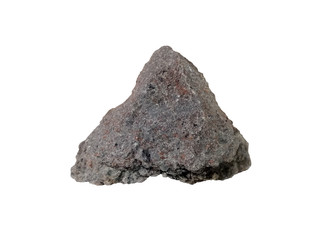 Obraz premium Tuff rock specimen on white background. Tuff is igneous rock that contains the debris from an explosive volcanic eruption.