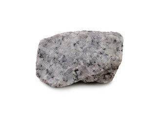 granite rock isolated on white background.  Granite is a light-colored igneous rock with grains large enough to be visible with the unaided eye. There is noise and grain caused by the texture of stone