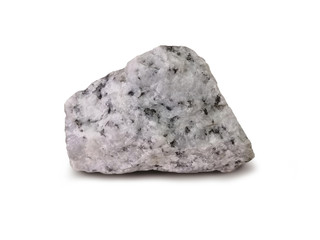 granite rock isolated on white background.  Granite is a light-colored igneous rock with grains large enough to be visible with the unaided eye. There is noise and grain caused by the texture of stone