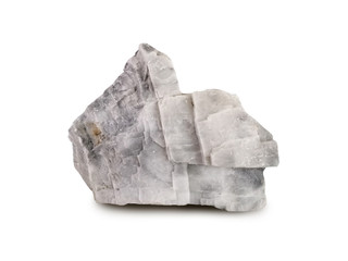 Mineral marble isolated on white background.  Marble is a metamorphic rock composed of recrystallized carbonate minerals, most commonly calcite or dolomite.