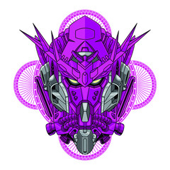 Mecha head with sacred geometry pattern