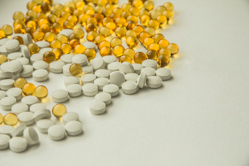 pills on white background