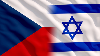 Waving Israel and Czech Republic Flags
